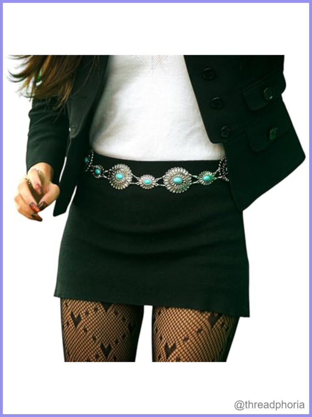 Metal Chain Waist Belt Concho Adjustable 25-43 Inch